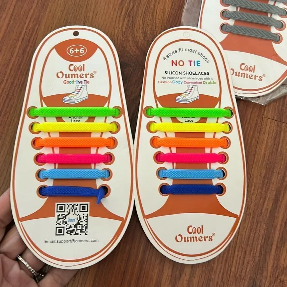 New Cool Oumers 4 pair silicone no tie shoelaces